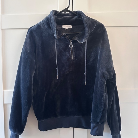 PJ Salvage Life Cozy Plush Velour Pullover Quarter Zip - Picture 2 of 4